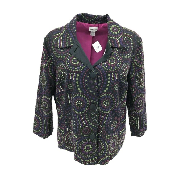 Chico's Jackets & Blazers - Chicos Button Down Geometric Print Blazer Sz 0/S/4